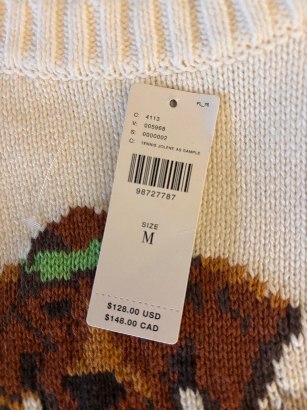 NWT Anthropologie Porridge Jolene Tennis Dog Sample Sweater RARE - Picture 5 of 8